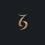 Letter B of alphabet logo minimalism, golden font on dark background