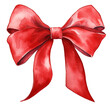 © tabitazn - Red watercolor ribbon, satin bow. Decorative graphic element for the design of postcards, invitations, weddings and Christmas celebration. Isolated scrapbooking object.