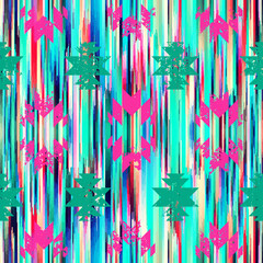 Poster - Seamless striped pattern in Aztec style. Folk embroidery.. Aztec ikat style. Seamless vector image. Thin lines