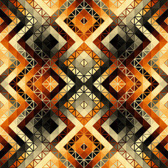 Aufkleber - Colorful Aztec Fabric, Wallpaper and Home Decor. Abstract seamless tileable pattern. Triangles aztec background. Vector image.