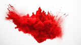 Fototapeta Koty - Bright red holi paint color powder festival explosion burst isolated white background. industrial print concept background.