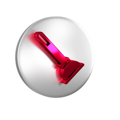 Red Rubber plunger with wooden handle for pipe cleaning icon isolated on transparent background. Toilet plunger. Silver circle button.