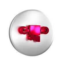 Poster - Red Toilet paper roll icon isolated on transparent background. Silver circle button.