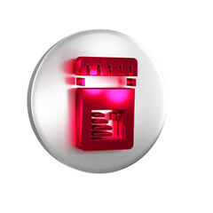 Poster - Red Biologically active additives icon isolated on transparent background. Silver circle button.