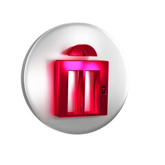 Canvas Print - Red Lift icon isolated on transparent background. Elevator symbol. Silver circle button.