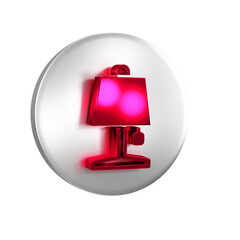 Canvas Print - Red Table lamp icon isolated on transparent background. Silver circle button.