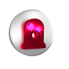 Poster - Red Flasher siren icon isolated on transparent background. Emergency flashing siren. Silver circle button.