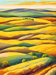  Wheat field landscape. AI generated illustration