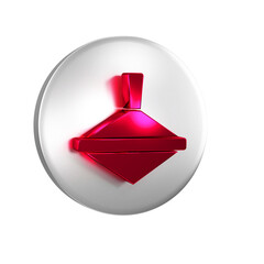 Canvas Print - Red Whirligig toy icon isolated on transparent background. Silver circle button.