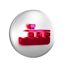 Sticker - Red Beach pier dock icon isolated on transparent background. Silver circle button.