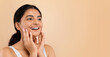 © Prostock-studio - Beauty Banner. Attractive Indian Female Touching Face And Looking At Copy Space