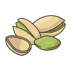Wall Mural - Pistachio nuts isolated vector illustration for Pistachio Day on February 26. Healthy snack symbol.