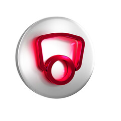 Sticker - Red Gas mask icon isolated on transparent background. Respirator sign. Silver circle button.