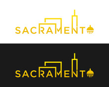 Geometric Shape Sacramento Landscape Logo Design.