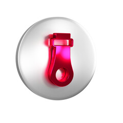 Canvas Print - Red Zipper icon isolated on transparent background. Silver circle button.