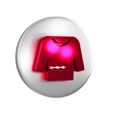 Poster - Red Sweater icon isolated on transparent background. Pullover icon. Silver circle button.