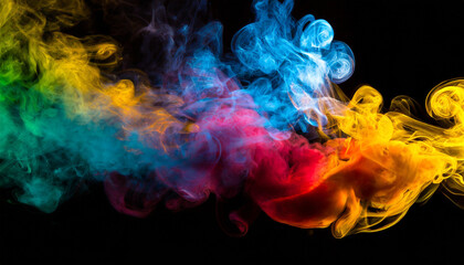 Sticker - colorful smoke on black background