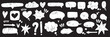 Speech bubble vector set, texture comic talk balloon doodle kit, hand drawn crayon cloud message. Speak sign dialog communication frame, hearts, arrow, question. Chalk marker speech bubble drawing box
