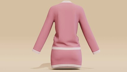 Wall Mural - Pink suit skirt and jacket with buttons and pockets. Abstract loop animation