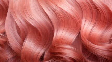 Canvas Print -  a close up of a pink hair with long, wavy, wavy, wavy hair on top of the image is a blurry image of a woman's head.