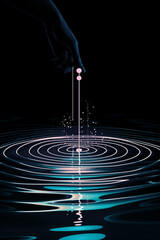 Leinwandbilder - A graphic representation of a conductor's baton creating ripples in a pool of water, symbolizing the influence and direction of music.