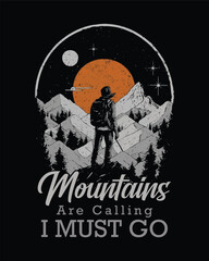 Wall Mural - Hiking outdoor T-Shirt Design, Hiking tee