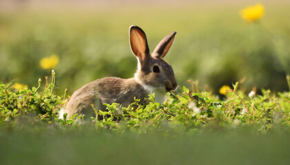 Wall Mural - rabbit in the grass hd 8k wallpaper stock photographic image