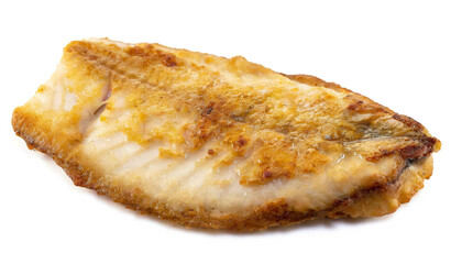 fried Fishfillet Halibut isolated on white background, cut out