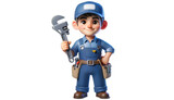 Fototapeta Do pokoju - Expert Plumber in Uniform with Toolbox and Wrench for Plumbing Repair and Maintenance Services