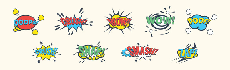 Sticker - Comic Sound Effects in Pop Art Style Vector Set