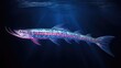 Giant oarfish, beautiful Regalecus glesne so called king of herrings source of sea serpent sightings, 3d illustration.


