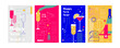 Happy New Year, poster, banner and card design with cocktails, drinks. Vector illustration in geometric bold style. 2024 celebration