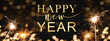 Sylvester, New Year's Eve 2024 Party, New year, Fireworks, Firework celebration background banner panorama long- Sparklers and bokeh lights on rustic black wooden wall texture.