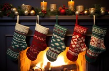 Christmas Stockings Hanging By Fireplace