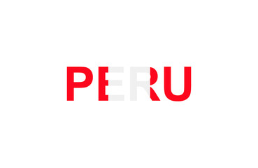 Wall Mural - Letters Peru in the style of the country flag. Peru word in national flag style.