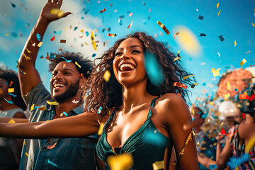 Young women dancing and enjoying the Carnival in Brazil