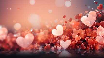 Wall Mural - valentine background with pink hearts