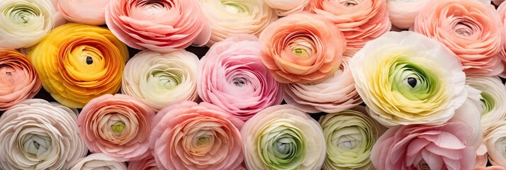 Sticker - Panoramic ranunculus blossoms  wallpaper background