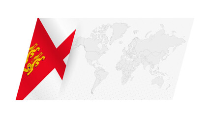 Sticker - World map in modern style with flag of Sark on left side.