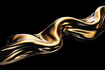 Golden liquid background. Melted gold stream in motion, for beauty, cosmetics advertising