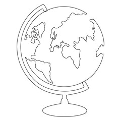 Canvas Print - School globe icon continuous line drawing. World map educational linear symbol. Vector illustration isolated on white.