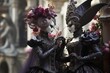 Glamorous masquerade ball at venice carnival with exquisite masks and lavish costumes
