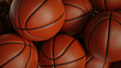 Close-up shot of orange basketball The background is orange.