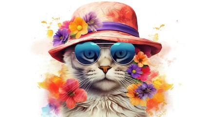  Amazing Cutie Cat Wearing Colorful Summer Hat