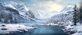 Fototapeta Natura - picturesque winter landscape of Italy a majestic snow covered forest stands tall painting a breathtaking background as travelers indulge serenity of nature The tranquil park offers a perfect