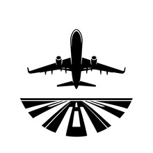 Airplane Runway Takeoff Vector Logo Art