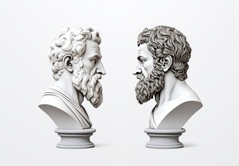 Wall Mural - Sculptures of two men standing face to face and as if finding out the relationship. Conflict. Psychology of relationships. The concept of confrontation and dispute. Illustration for varied design.