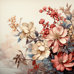 Wall Mural - Flowers all the way to the left side of the image