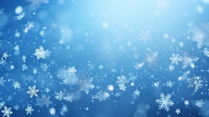 Wall Mural - Blue Winter Background with Snowflakes
