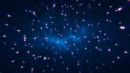 Wall Mural - Abstract cosmic background of energetic bright glowing magical stars on a dark sky background